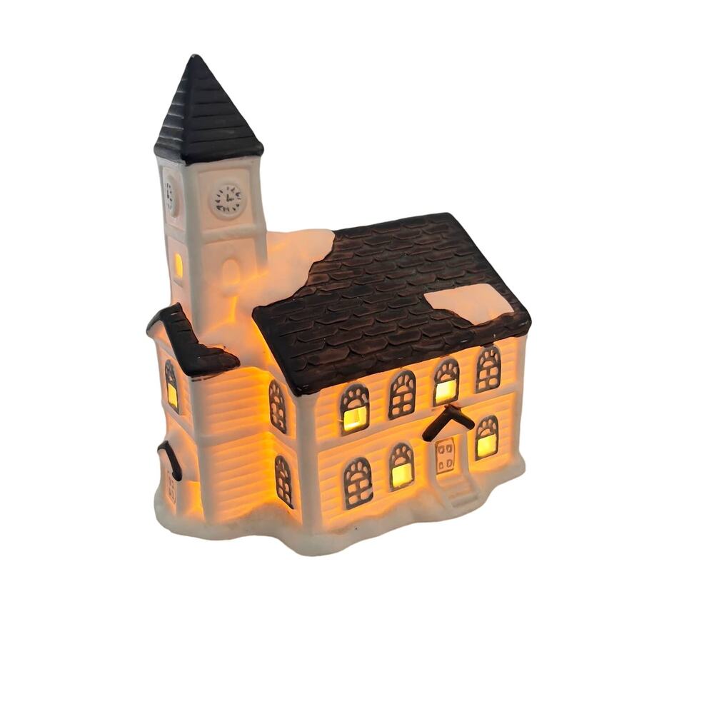 Liberty Bell Christmas Illuminated Hand Painted Ceramic House Church Bulb Incl